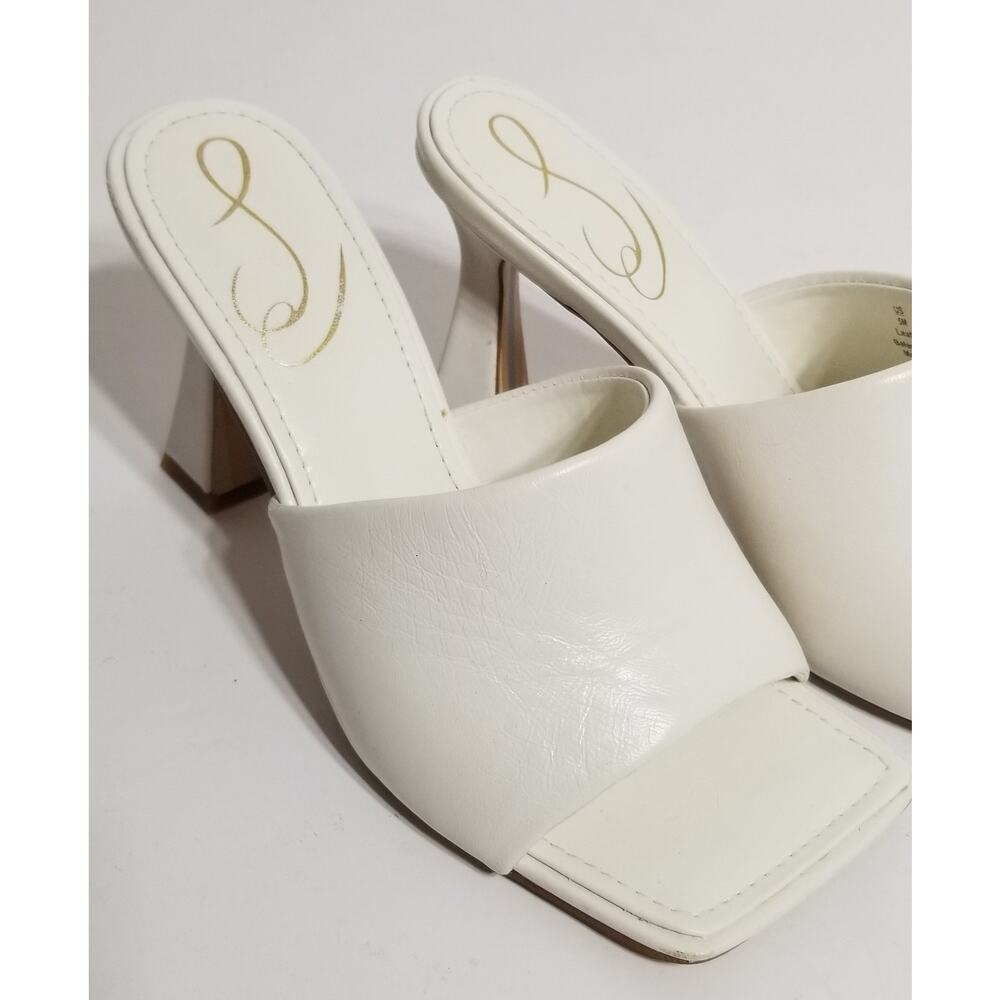 Sam Edelman White Slip ons 3" heel size 5M
